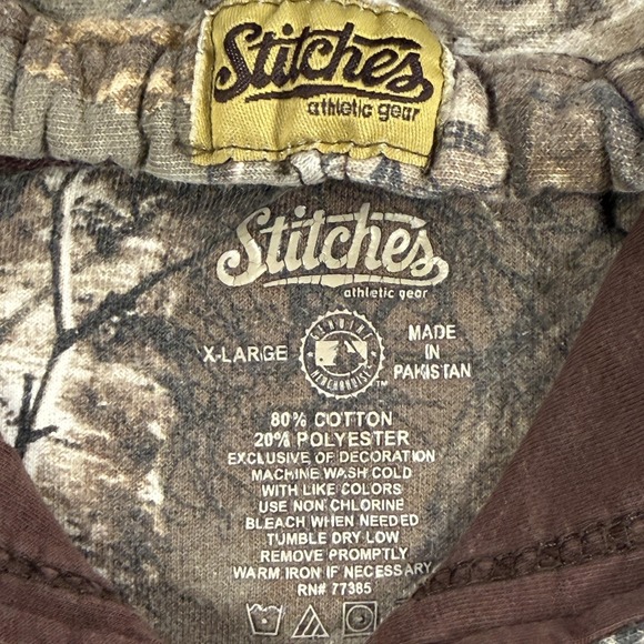 Stitches Hoodie Mens XL Brown Camo Pullover Sweatshirt C Logo Hunting Outdoor - Picture 4 of 4